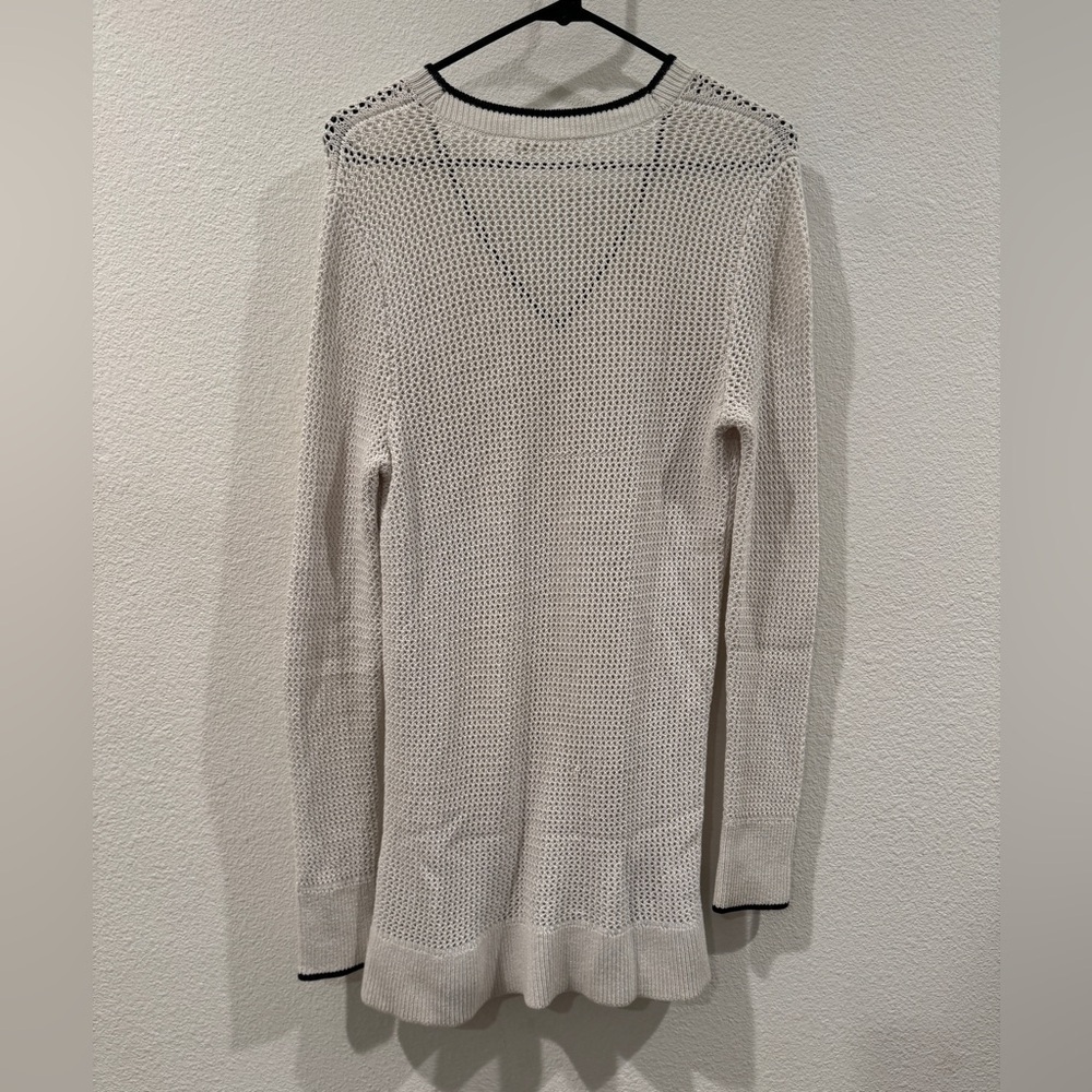Rag & Bone Elizabeth Open Knit V Neck White Black Contrast Sweater Size Small - Picture 9 of 16